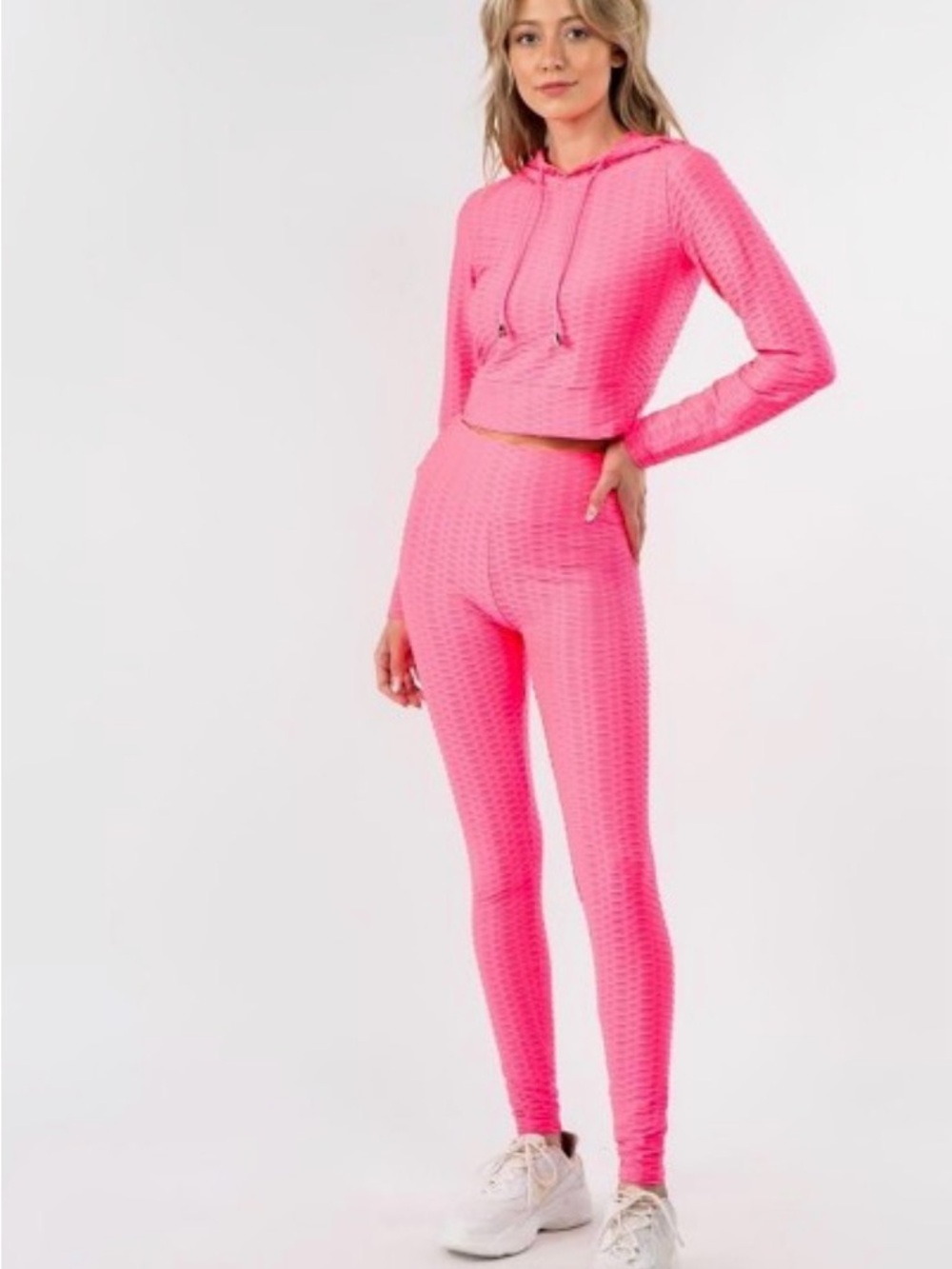 Honeycomb Tik-Tok Activewear Set Cropped Hoodie & Brazilian Butt Lifting Legging